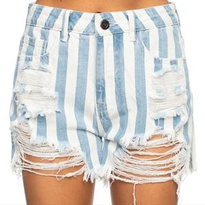 BuddyLove Striped Denim Shorts